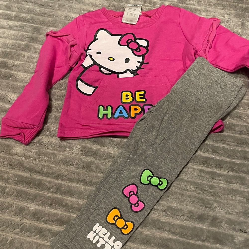 Hello Kitty Pink Top and Gray Leggings Set